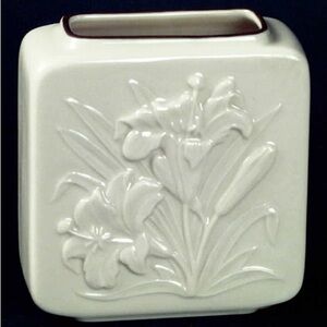 Lenox Cream Floral Square Vase
